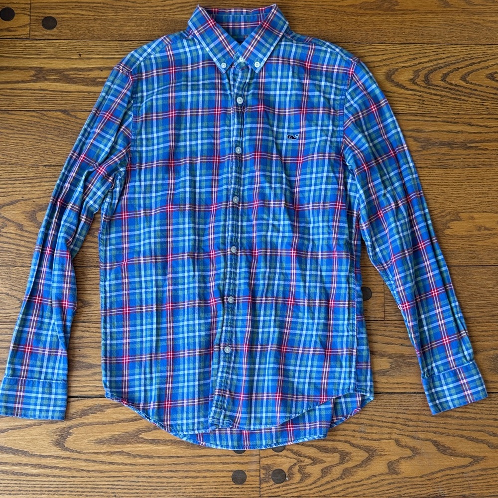 Vineyard Vines Men's Blue Plaid Button-Down Shirt